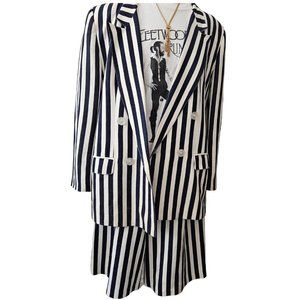 Vintage Short SuitGiorgio Sant'Angelo 80s Navy & White Striped Shorts Sz 14 (12)